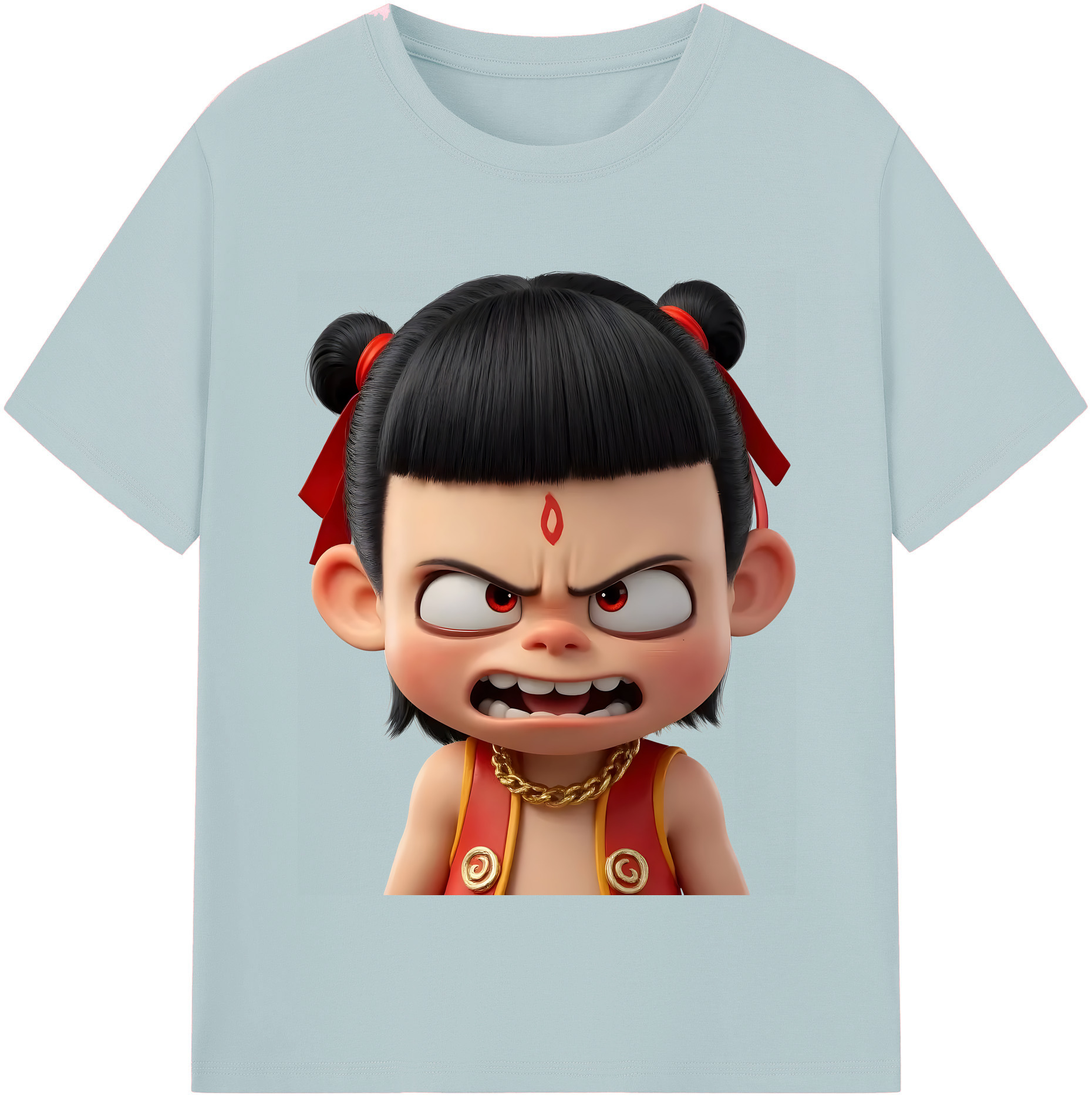 （画像用） Ne Zha 2 ナタ 魔童の大暴れ 綿100％半袖Tシャツ（フロントプリント）